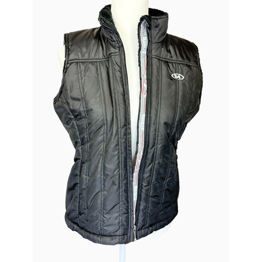 Marker Women's Black Sherpa Lined Quilted Full Zip Vest Size L